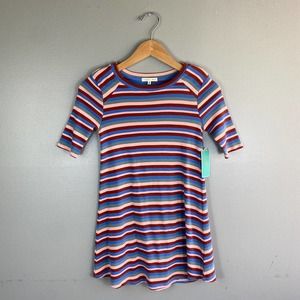 NWT Copper Key Girl's Boho Colors Striped Flare Dress Size M
